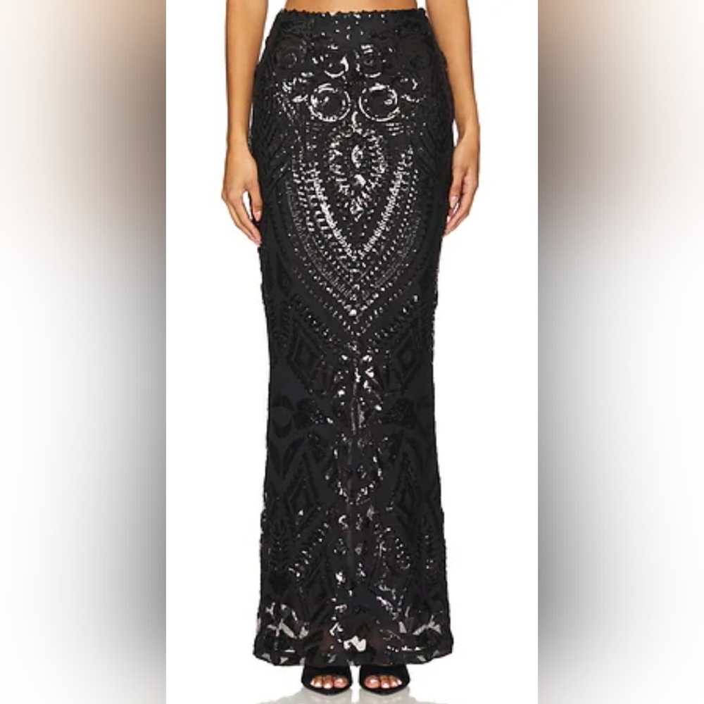 RTA Adele Black Sequin Maxi Skirt Revolve New With Tags